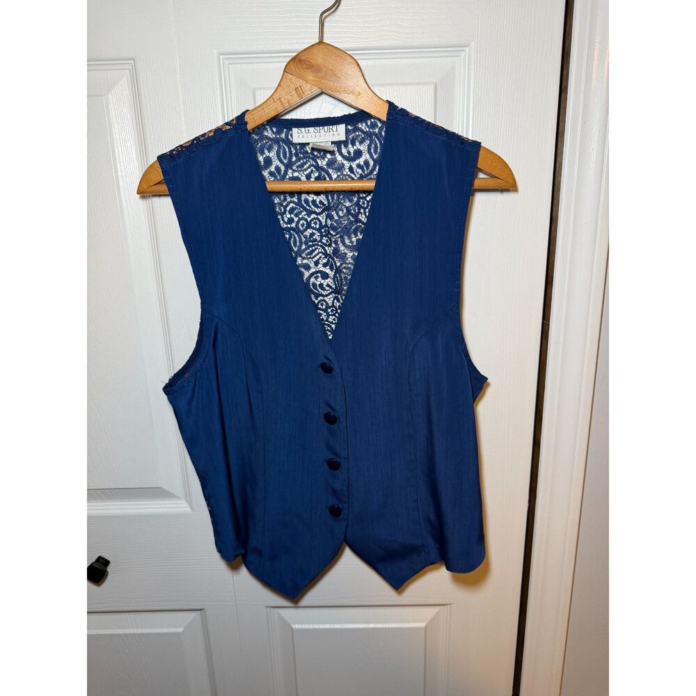 S.G. Sport Collection Blue Lace Back Vest Women's Large 14/16